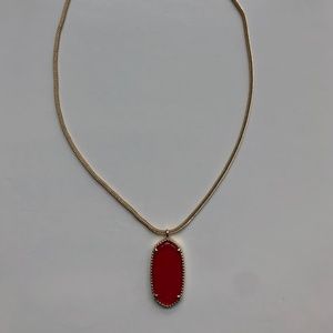 Kendra Scott- Reid Gold Long Pendant Necklace Red